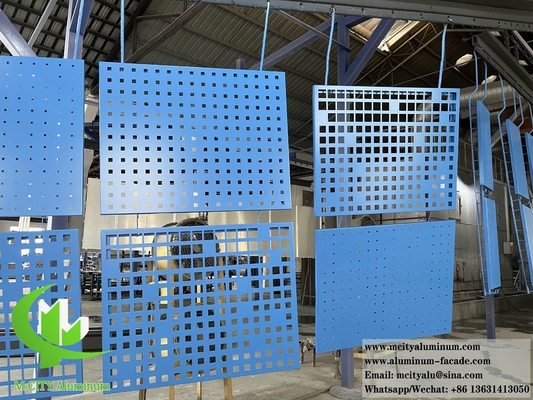 PVDF Синий цвет Металлическая облицовочная панель Алюминиевый экран Перфорационный шаблон