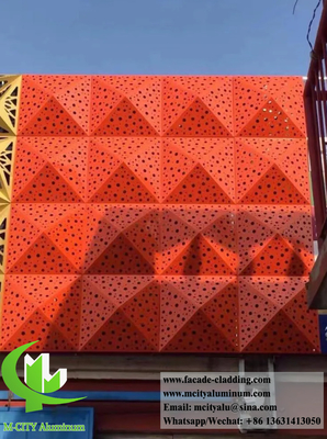 Красный цвет Металлическая облицовка 3D дизайн для декорации фасадов